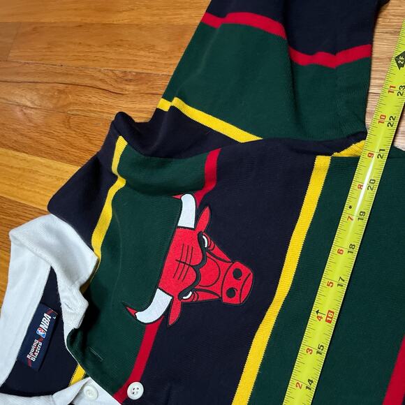 NBA Rowing Blazers Chicago Bulls Polo Rugby Size Large Striped Colorblock Shirt - Picture 5 of 10